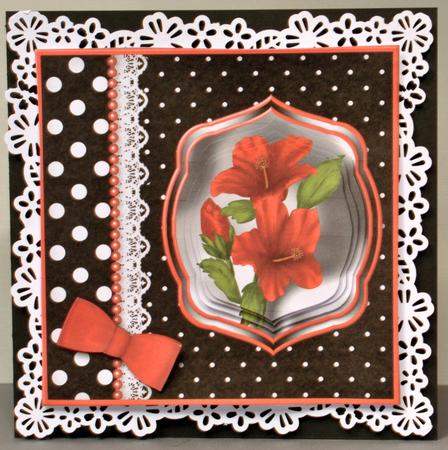 Red Hibiscus Lace and Pearls Card Mini Kit by Kristina Norbat