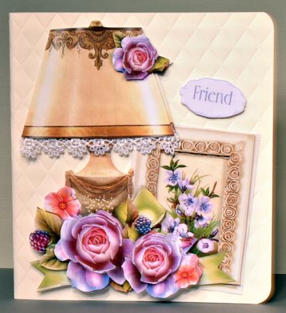 Pretty Things Shaped Card Mini-kit - Lamp & Lilac Roses by Kristina Norbat