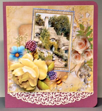 Lemon Rose and Vintage Scene Card by Kristina Norbat
