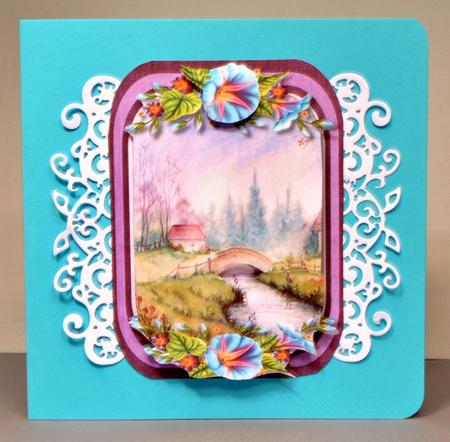 Beautiful Card and Topper with Morning Glory  by Kristina Norbat