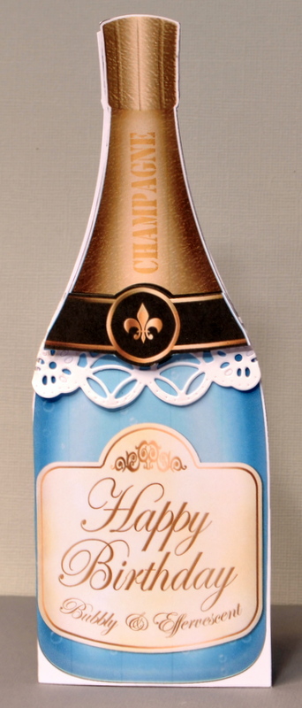 Large Dl Birthday Champagne Bottle Shaped Card by Kristina Norbat