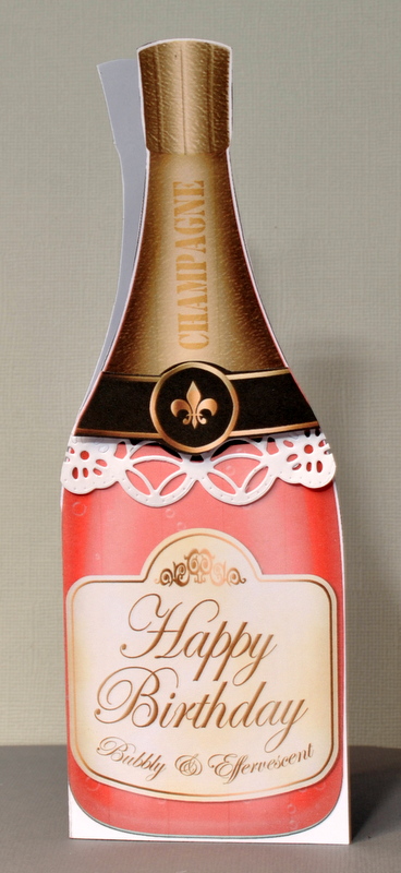 Large Dl Birthday Champagne Bottle Shaped Card by Kristina Norbat