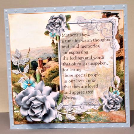 Blue Rose for Mother Card with Verse and Decoupage by Kristina Norbat