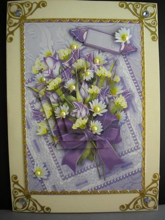 Lavender Bouquet on a Lace Mat, Polygon Pyramage by Kristina Norbat