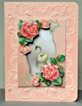 Beautiful Swan with Pink & Peach Roses Mini Kit by Kristina Norbat