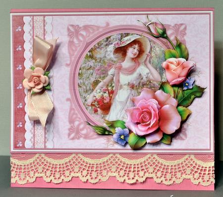 Vintage Lady with Spring Roses Card Topper & Decoupage by Kristina Norbat