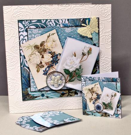 Cardtopper 7x7 with Inlet Blue Flower 238 by Kristina Norbat