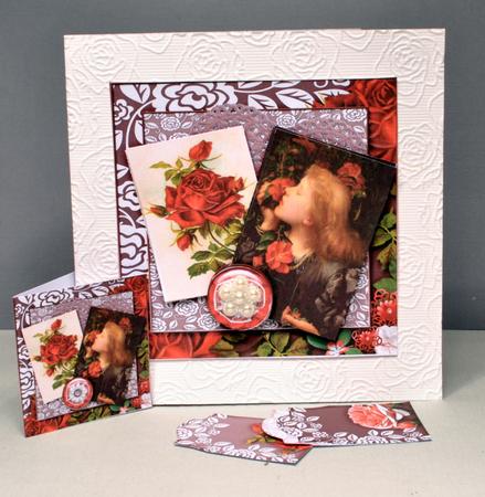 Cardtopper 7x7 with Inlet Red Flower 241 by Kristina Norbat