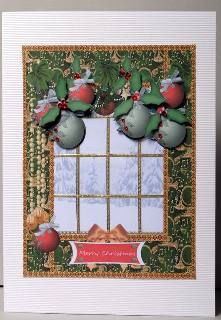 Leave in or Cut Out Window Baubles and Holly Merry Christma by Kristina Norbat