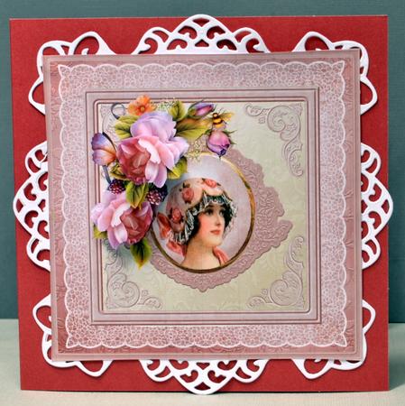 Vintage Lady in the Rose Hat Card with Decoupage by Kristina Norbat