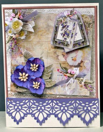 Pansies and Daisy Flowers Card with Decoupage by Kristina Norbat