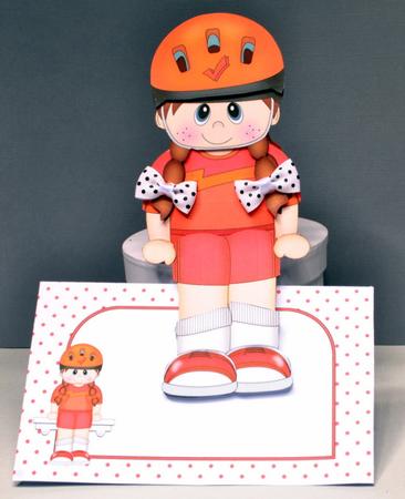 3D on the Shelf Card Kit - Little Cyclist Girl Madge by Kristina Norbat