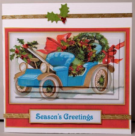 Old Time Christmas Jalopy - Pyramid Card by Kristina Norbat