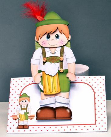 3D on the Shelf Card Kit - Young Lederhosen Man Gunther by Kristina Norbat
