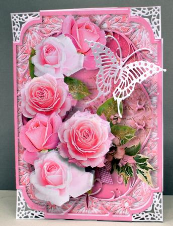 Pink Roses Shaped Card Mini Kit by Kristina Norbat
