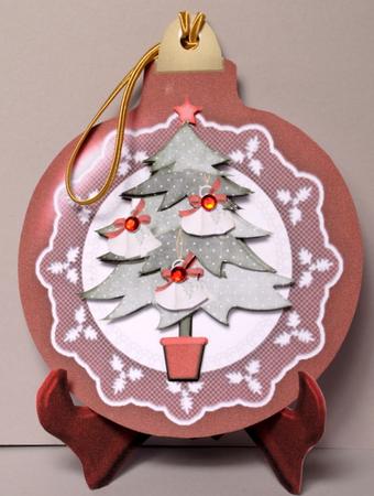 Bauble Shaped Plate Card with Christmas Tree Decoupage by Kristina Norbat