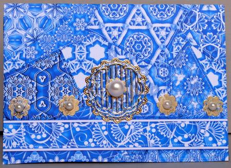 Blue Embossed Patchwork with Border Backing Paper by Kristina Norbat