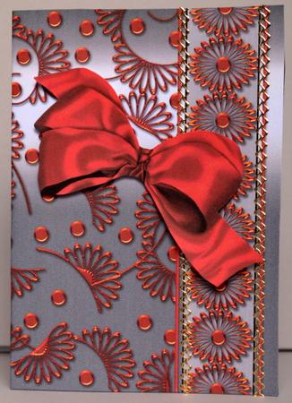 Silver Red Swirls Embossed with Floral Border Backing by Kristina Norbat