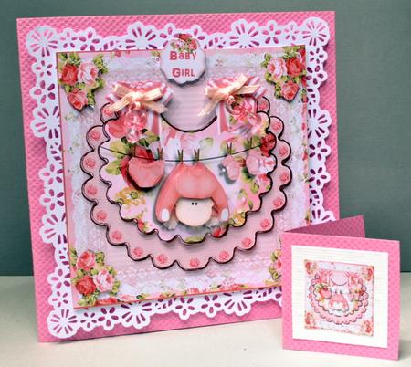 Beautiful Baby Girl Bib Card Front Kit by Kristina Norbat