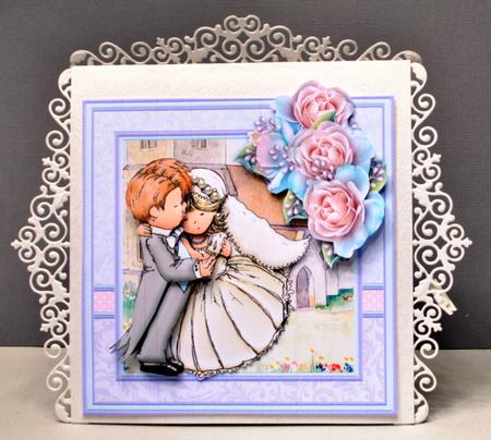 Wedding Day Bride & Groom Hugs 8x8 Mini Kit & Decoupage by Kristina Norbat