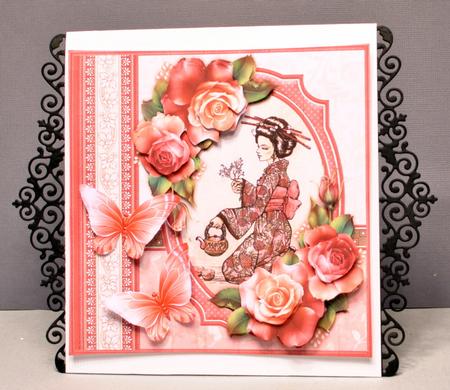 Oriental Tea Lady & Roses 8x8 Mini Kit & Decoupage by Kristina Norbat