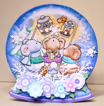 Christmas Snow Globe Merry Mice Shaped Card Mini Kit by Kristina Norbat