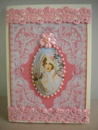 Cameo Lady 'n Lace Pyramid Card Front by Kristina Norbat
