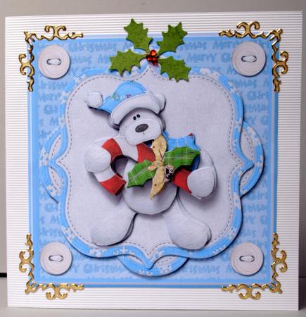 Nitwit I Got Candy Christmas Bear with Candy Cane Card Front by Kristina Norbat