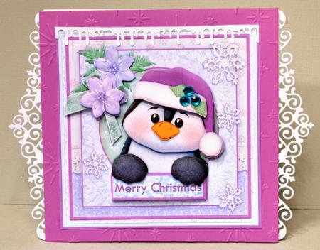 Shabby Chic Penguin 8x8 Christmas Mini Kit & Decoupage by Kristina Norbat