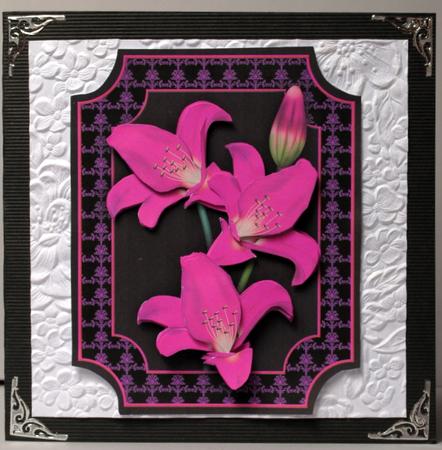 Painted Hot Pink Lilies on Black Topper and Decoupage by Kristina Norbat