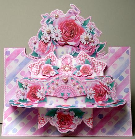 3D Card Kit Twin Table Pink Paper Roses by Kristina Norbat