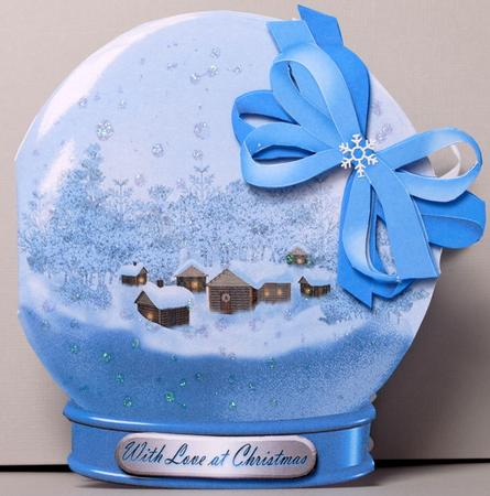 Snow Globe Village Snow Scene Decoupage by Kristina Norbat