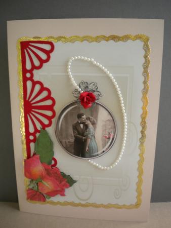 Anniversary or Wedding Card Front with Decoupage by Kristina Norbat