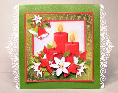 Christmas Candles Decoupage Card Front by Kristina Norbat
