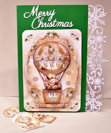 Christmas Golden Hot Balloon with Snoweman by Kristina Norbat