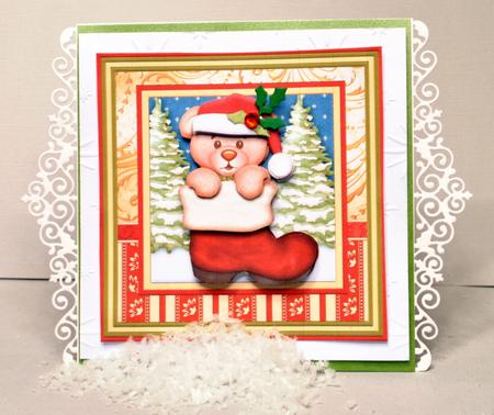 Bear in Boot Christmas Card Mini Kit & Decoupage by Kristina Norbat