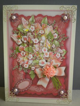 Dried Peach Roses Bouquet, Scalloped Rectangular Pyramage by Kristina Norbat