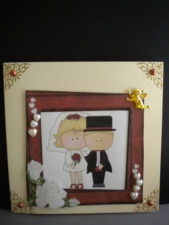 Cute Wedding Couple Red Frame Step by Step Card by Kristina Norbat