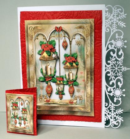 Christmas Vintage Windows with Lamps Card by Kristina Norbat