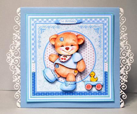 Baby Boy Bear & Duck 8x8 Decoupage Mini Kit by Kristina Norbat
