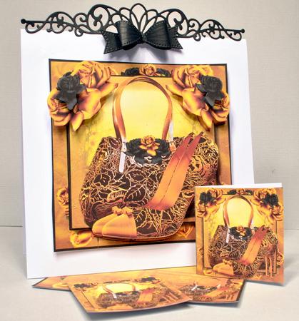 7x7 Golden Shoes and Bag Card Front Kit by Kristina Norbat