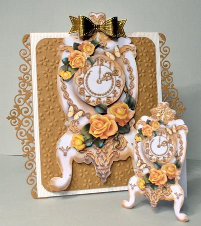 Vintage Clock with Yellow Roses by Kristina Norbat