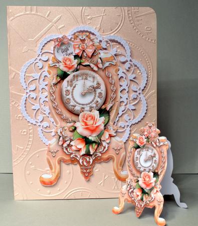 Soft Vintage Clock with Peach Roses by Kristina Norbat