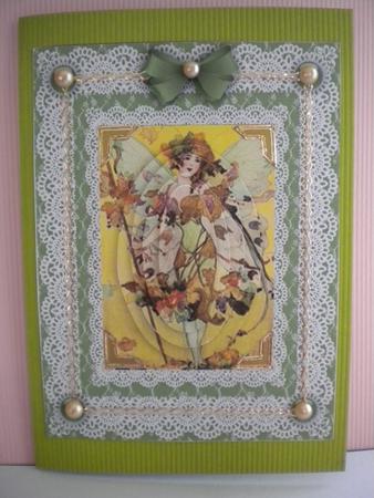 Woodland Faerie 'n Lace Pyramid Card Front by Kristina Norbat