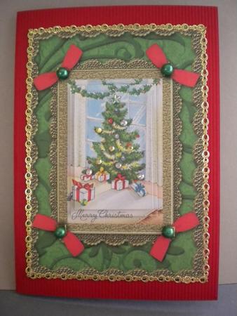 Christmas Tree A5 Lace N Bows Card Front Step by Step by Kristina Norbat