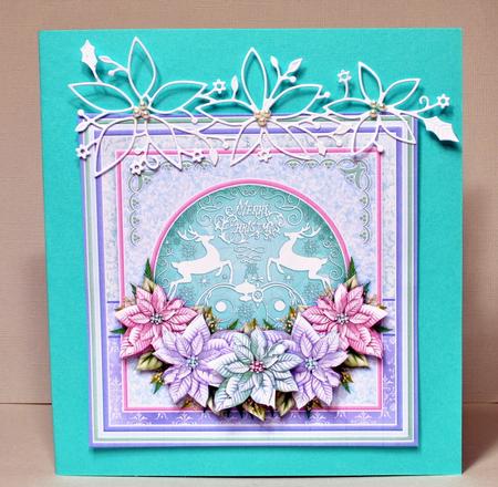 Merry Christmas Reindeer & Poinsettia 8x8 Decoupage Mini Kit by Kristina Norbat