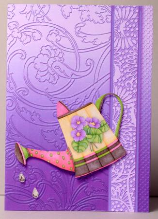 Purple Flowers Swirls and Spots Embossed with Border by Kristina Norbat