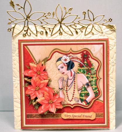 Christmas Art Deco Lady & Red Poinsettia 7.5 Mini Kit by Kristina Norbat