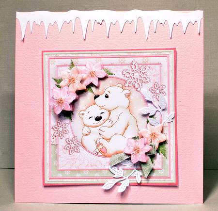 Hugging Polar Bear Christmas 7" Topper & Decoupage by Kristina Norbat