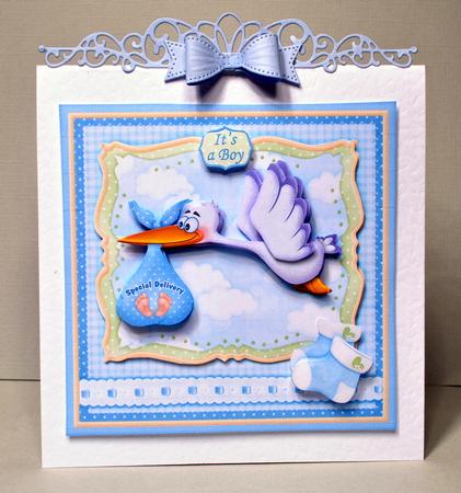 Baby Boy Special Delivery Stork 8x8 Decoupage Mini Kit by Kristina Norbat